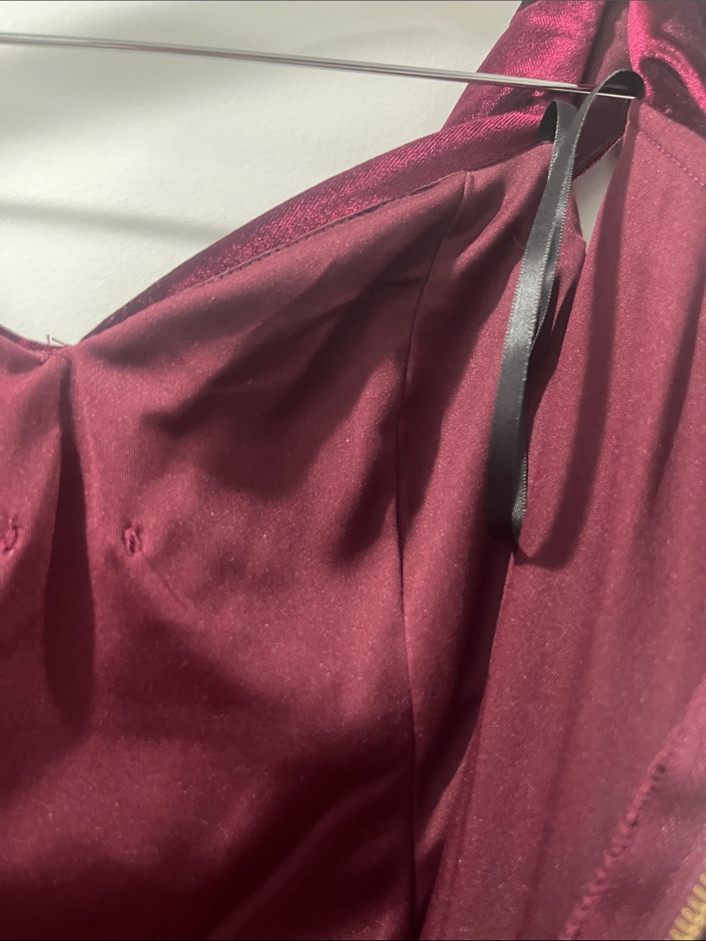 Premier Amour Size 4 Velvet Off the Shoulder Midi Dress Burgundy Worn Once - Picture 11 of 13